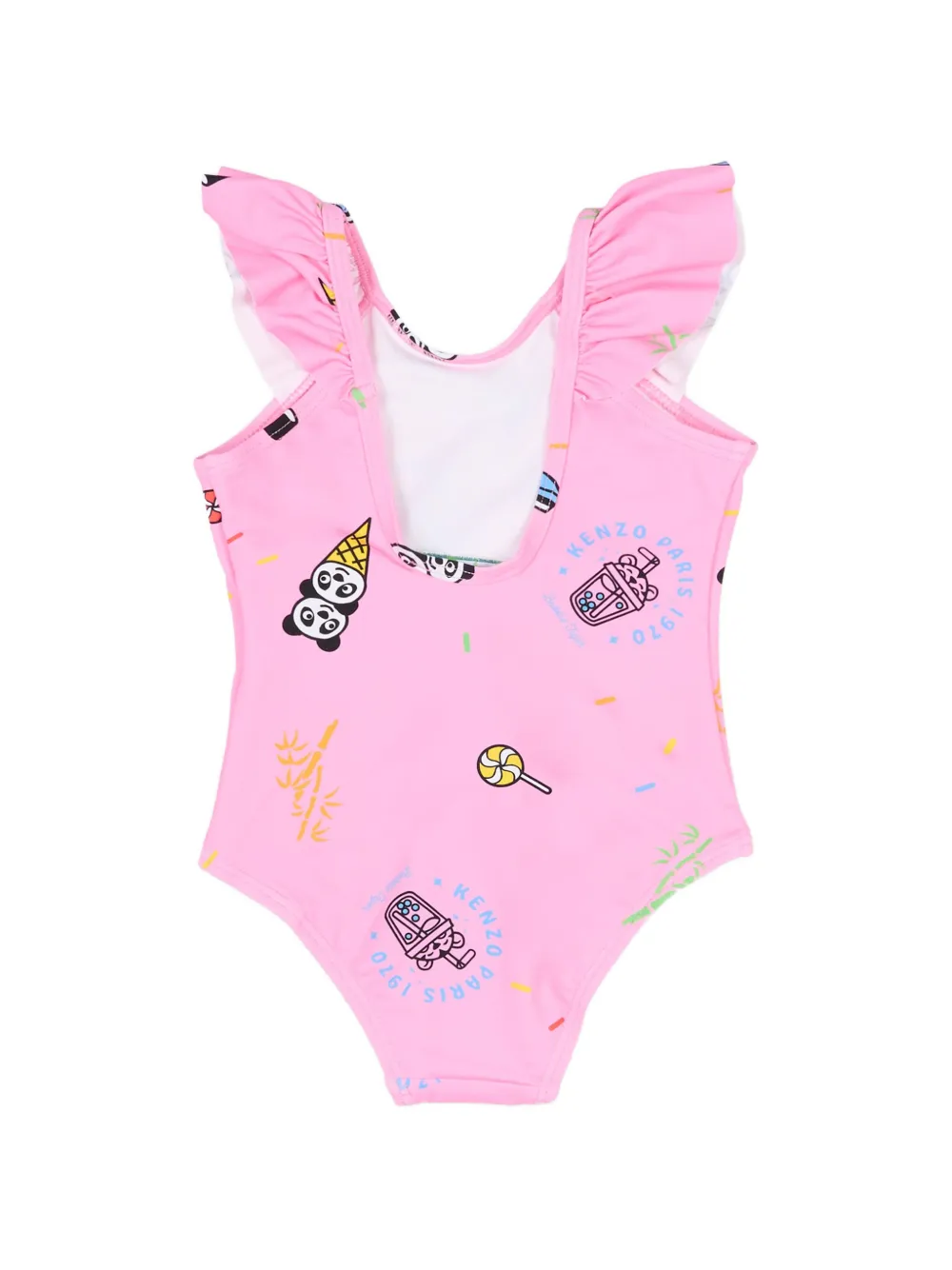  Kenzo Kids Ruffled Printed Swimsuit - Pink 
