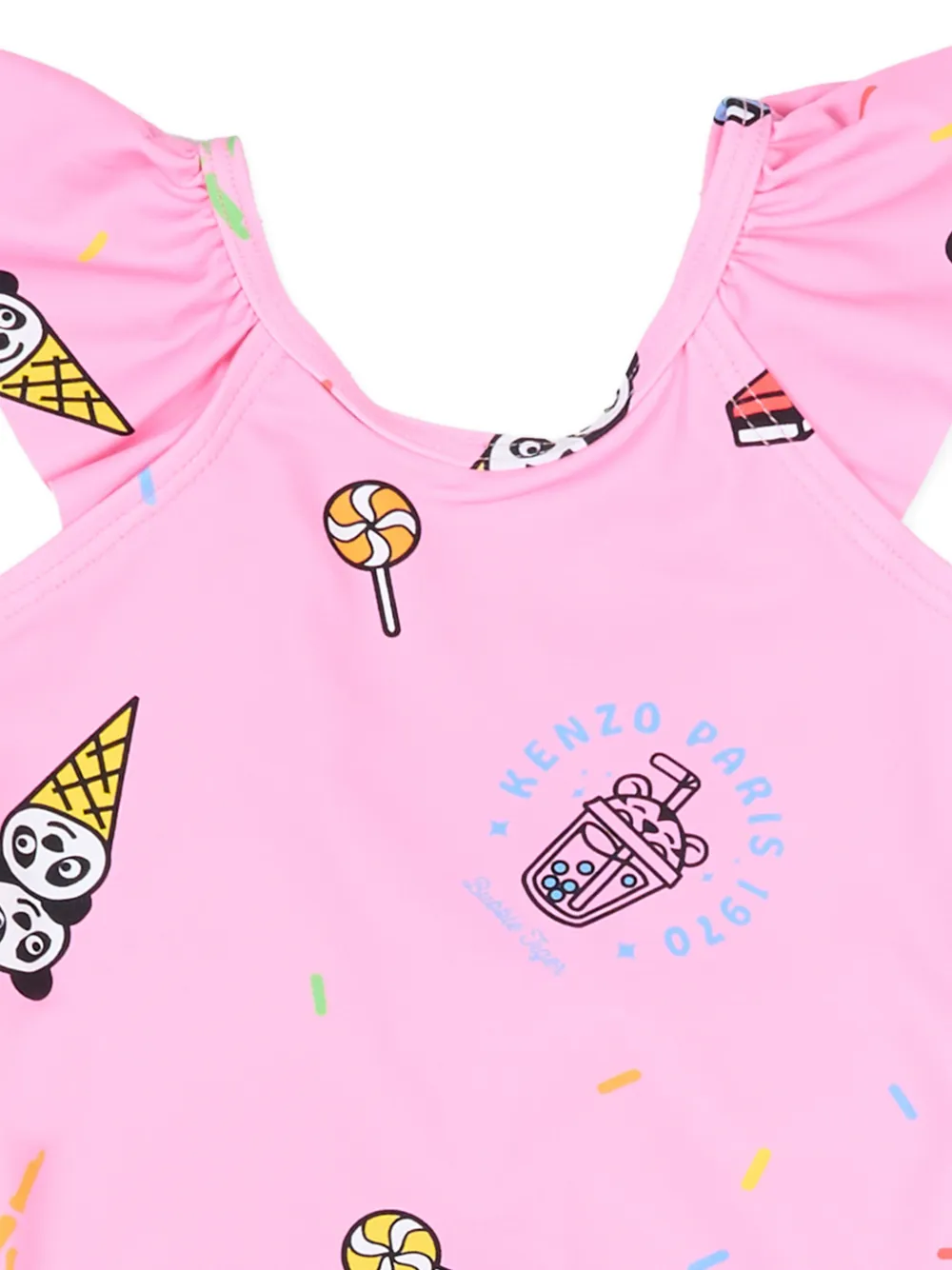  Kenzo Kids Ruffled Printed Swimsuit - Pink 