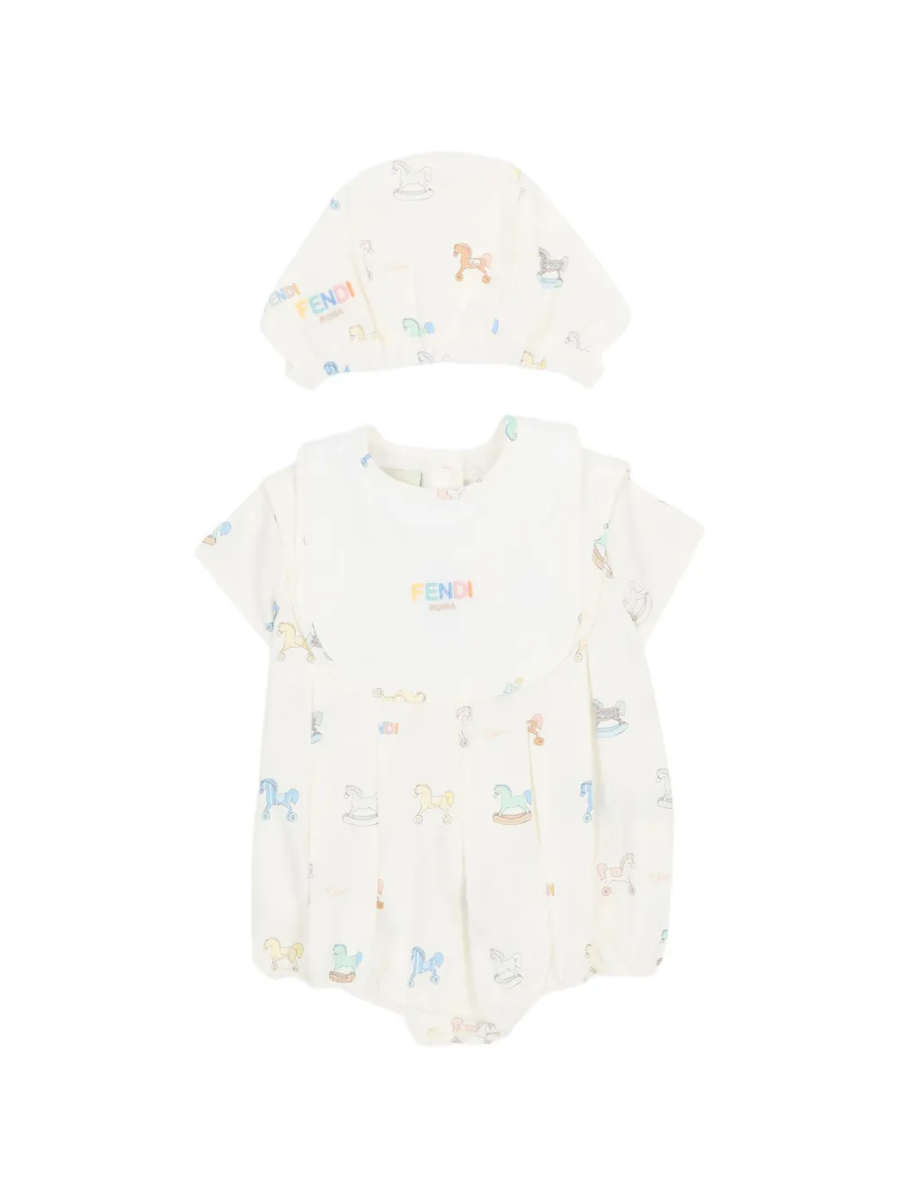 Fendi Kids printed babygrow set - Nude