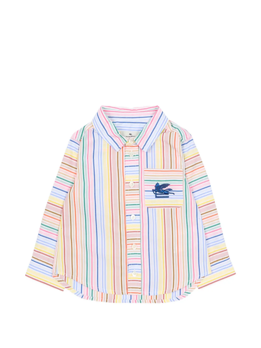 ETRO KIDS striped embroidered long-sleeve top - Bianco
