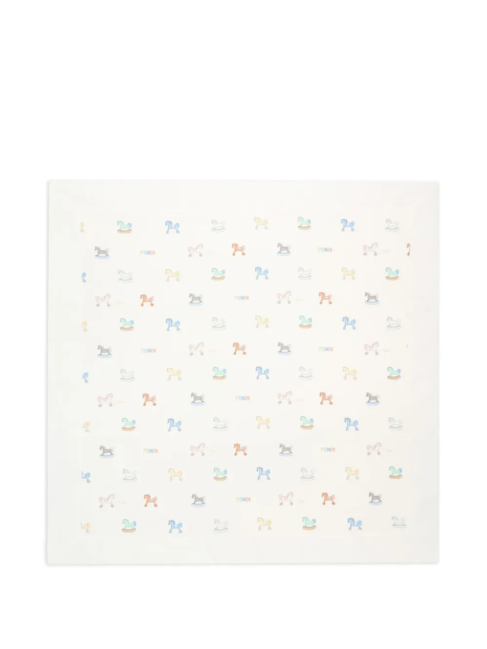 Fendi Kids horse-pattern blanket - Bianco