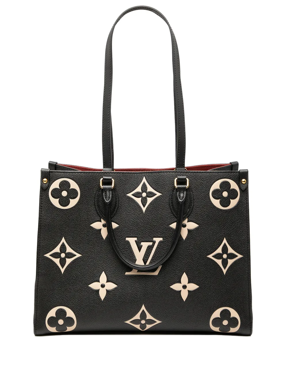 Louis Vuitton Pre-Owned Borsa a tracolla Onthego MM in pelle Empreinte bicolore con monogramma Giant 2020 - Nero