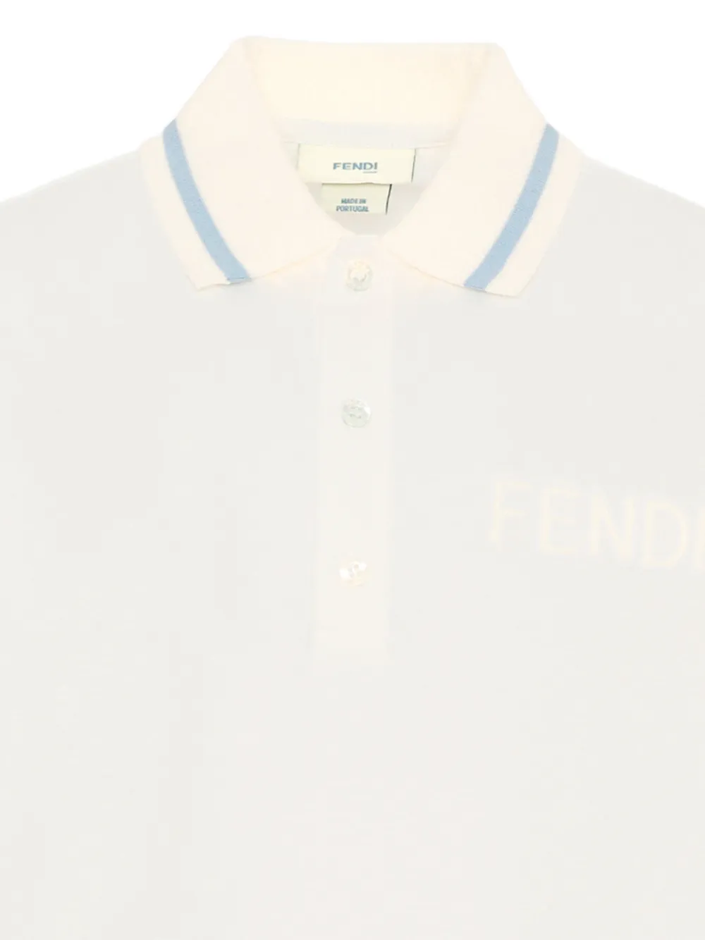 Fendi Kids Poloshirt met korte mouwen en logo Beige