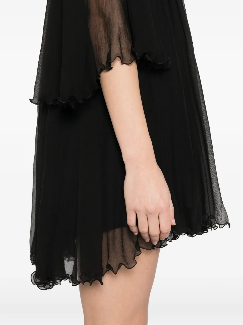 Tie-Detail Ruffled Mini Dress