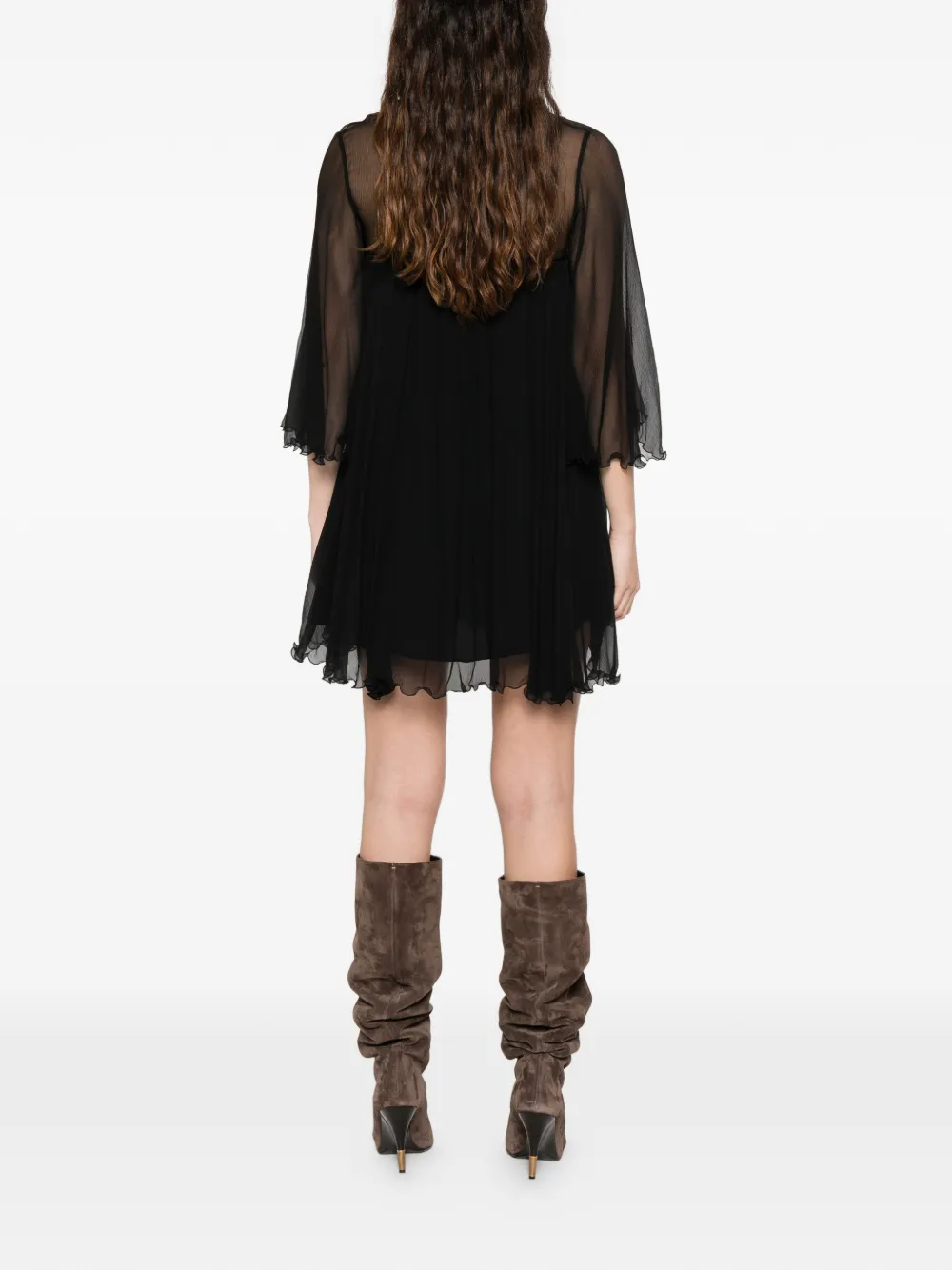Tie-Detail Ruffled Mini Dress