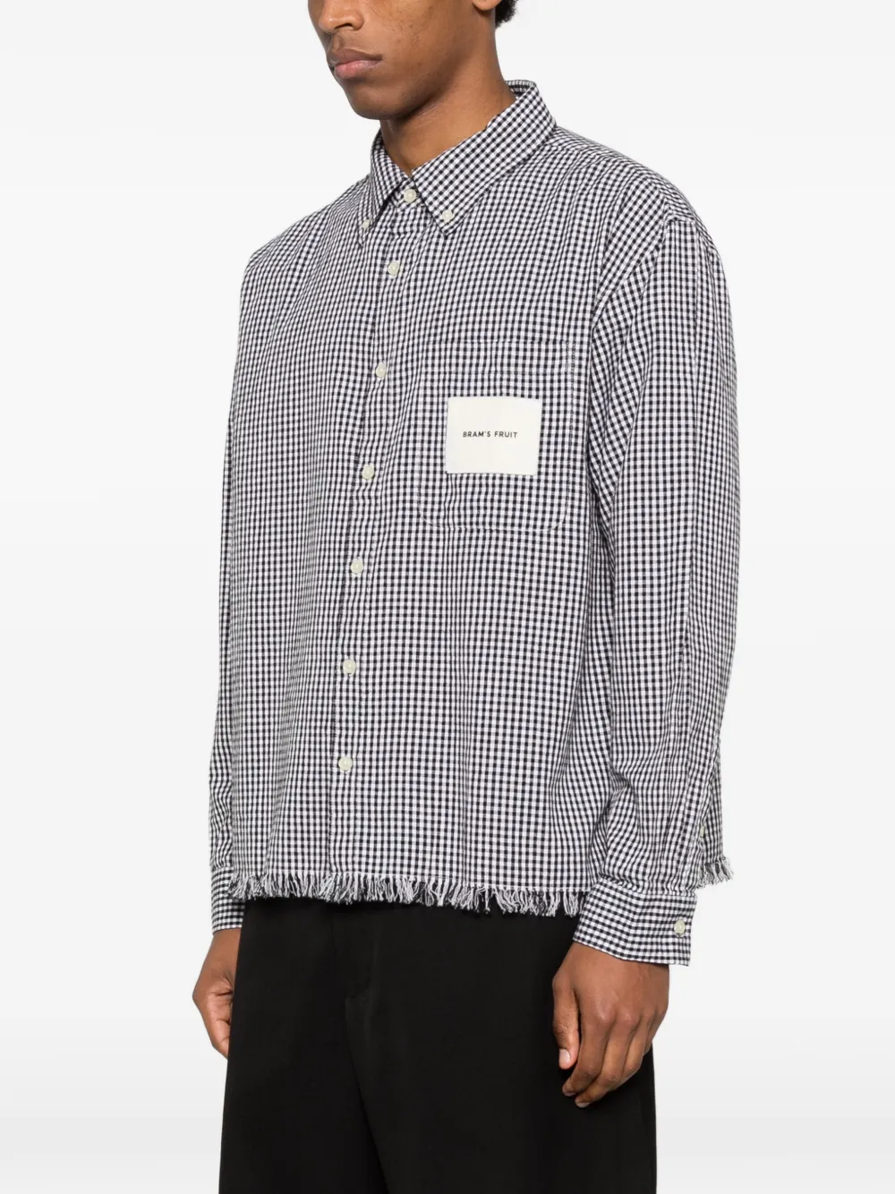  Bram’s Fruit Gingham-pattern Frayed Shirt - Black 