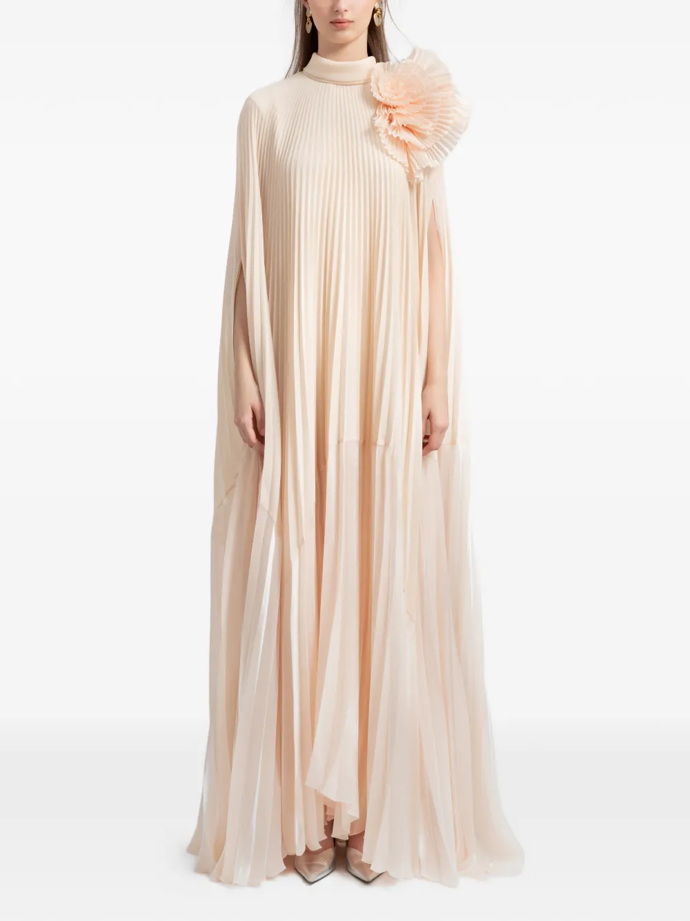 Gemy Maalouf Verfraaide gedrapeerde maxi-jurk Beige
