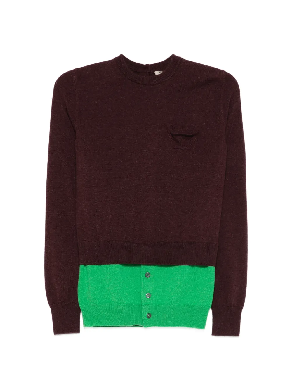 MERYLL ROGGE chest-pocket layered sweater - Marrone