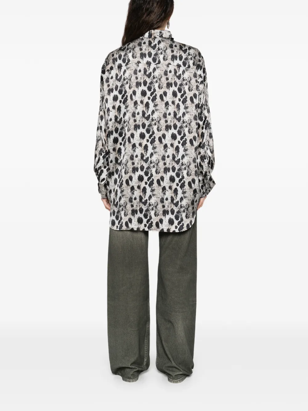 R13 Blouse met verlaagde hals en knopen Beige