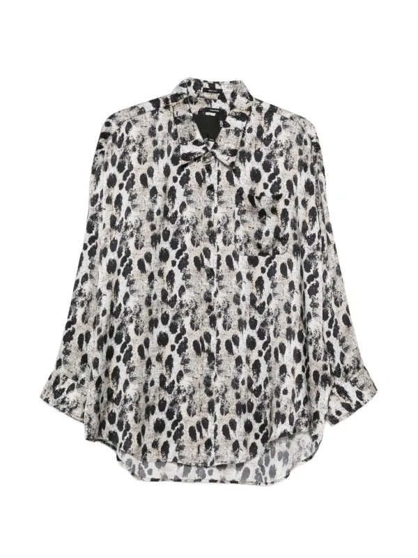 R13 Drop Neck Buttoned Shirt in Neutrals