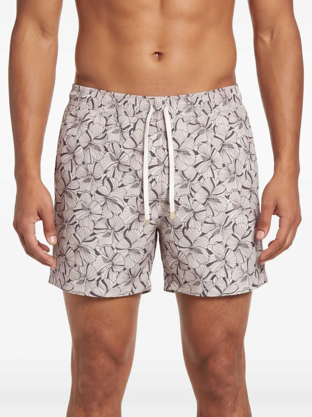 Eleventy Zwembroek met bloemenprint Beige