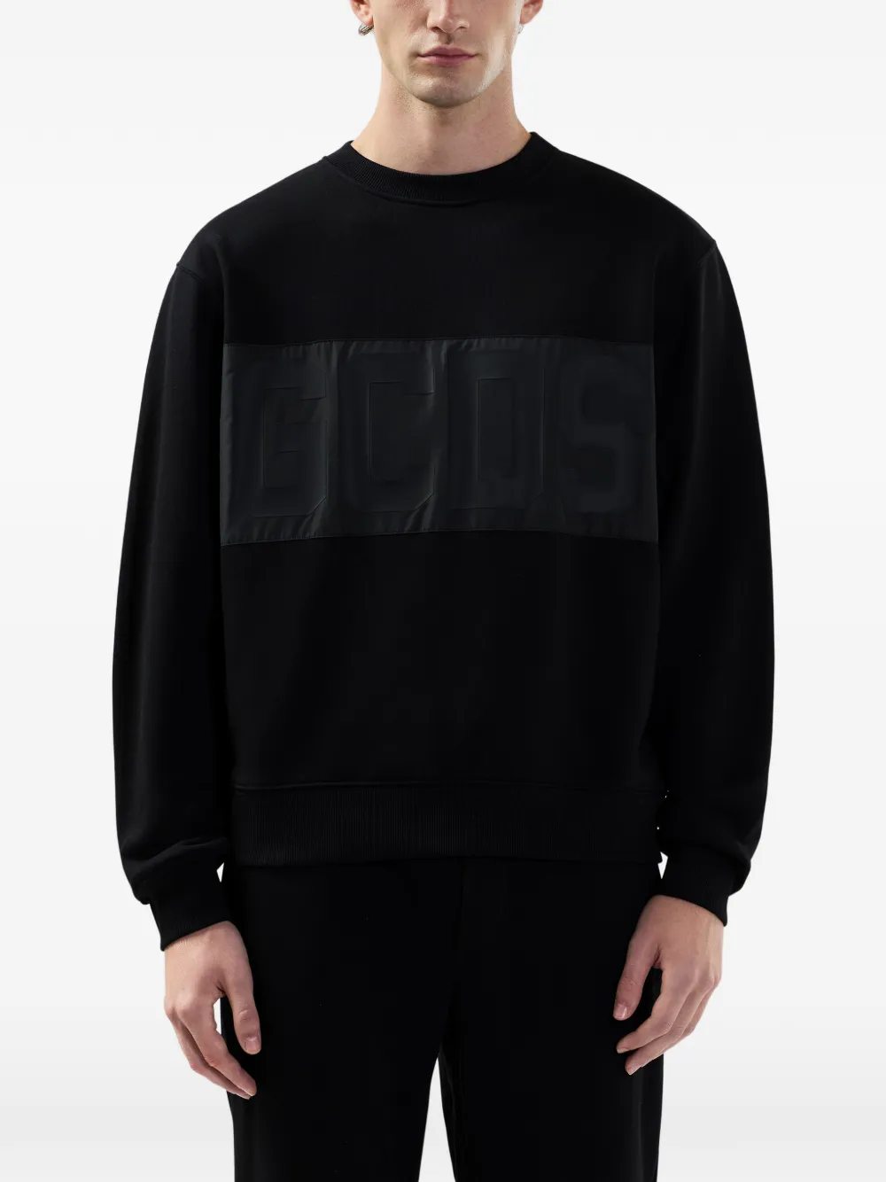 GCDS Sweater met logoband Zwart