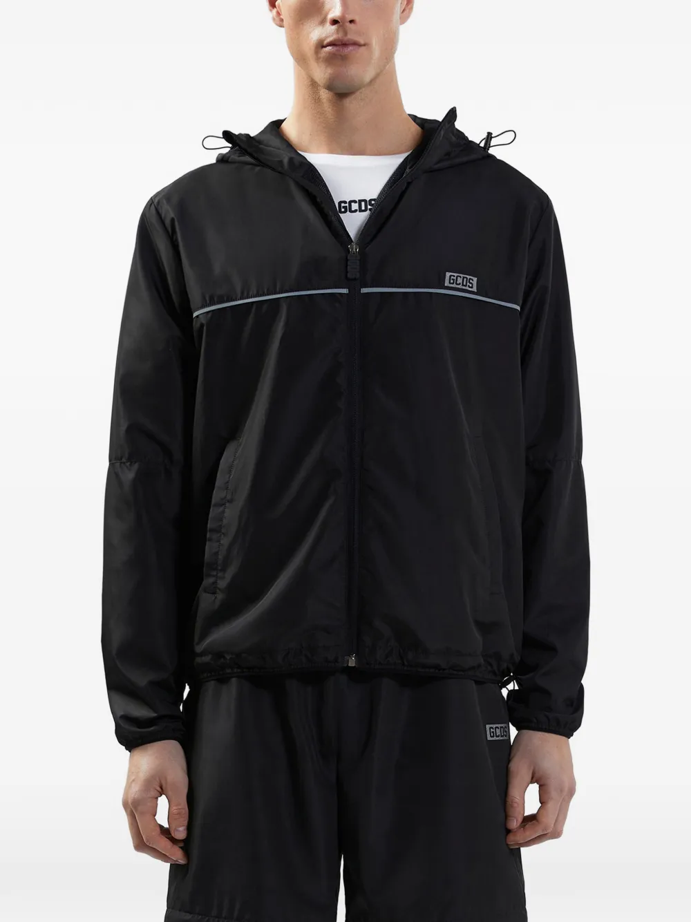  Gcds Zip-up Hooded Jacket - Black 