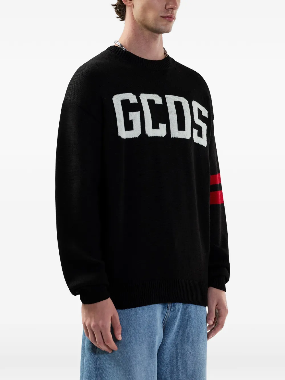 GCDS Sweater met logo Zwart