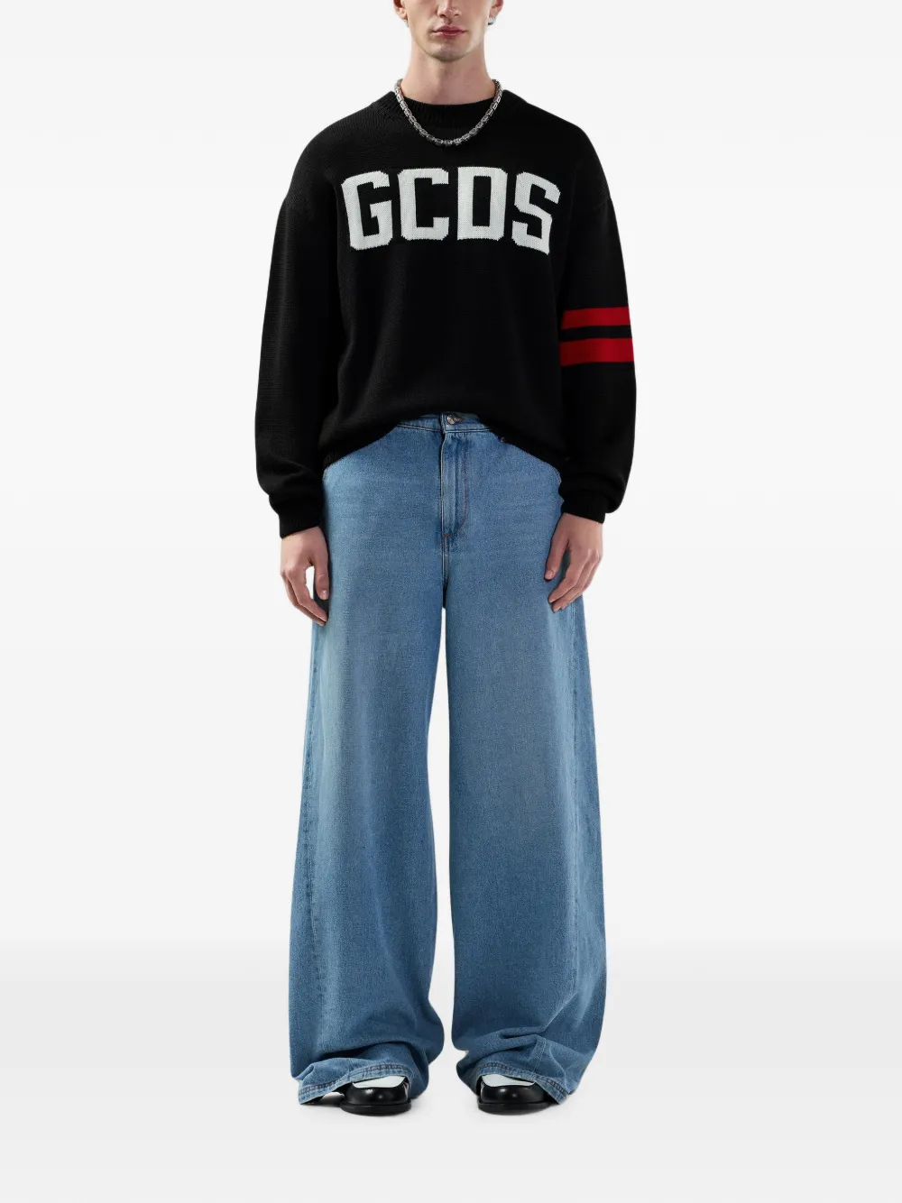 GCDS Sweater met logo Zwart