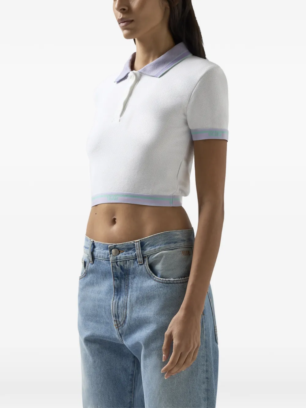 GCDS Polotop met logo afwerking Wit