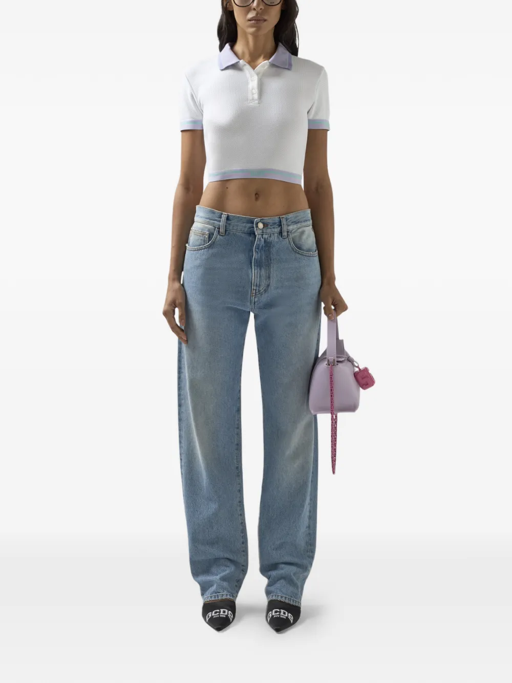 GCDS Polotop met logo afwerking Wit