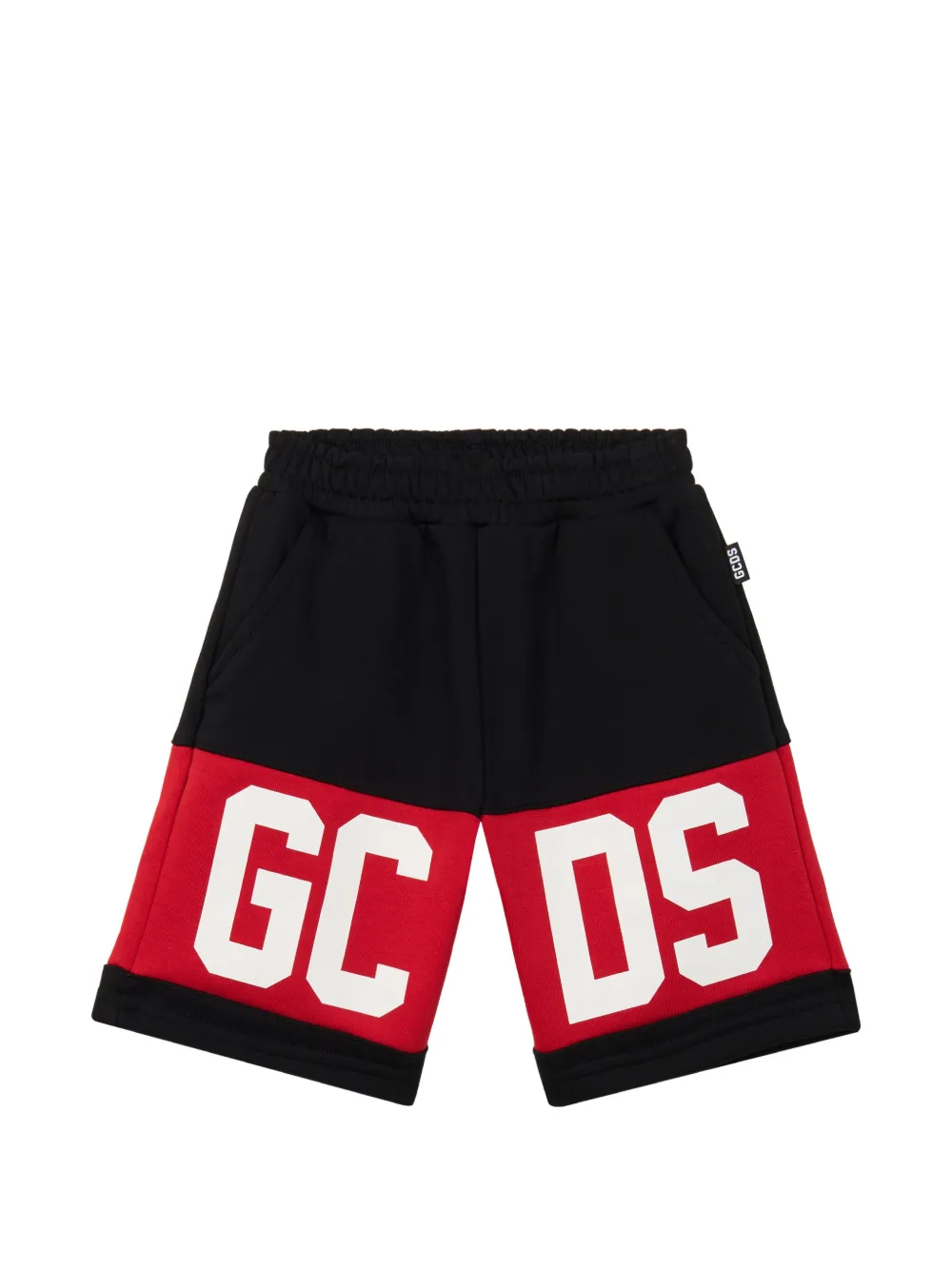Gcds Kids logo-print colour-block shorts - Nero