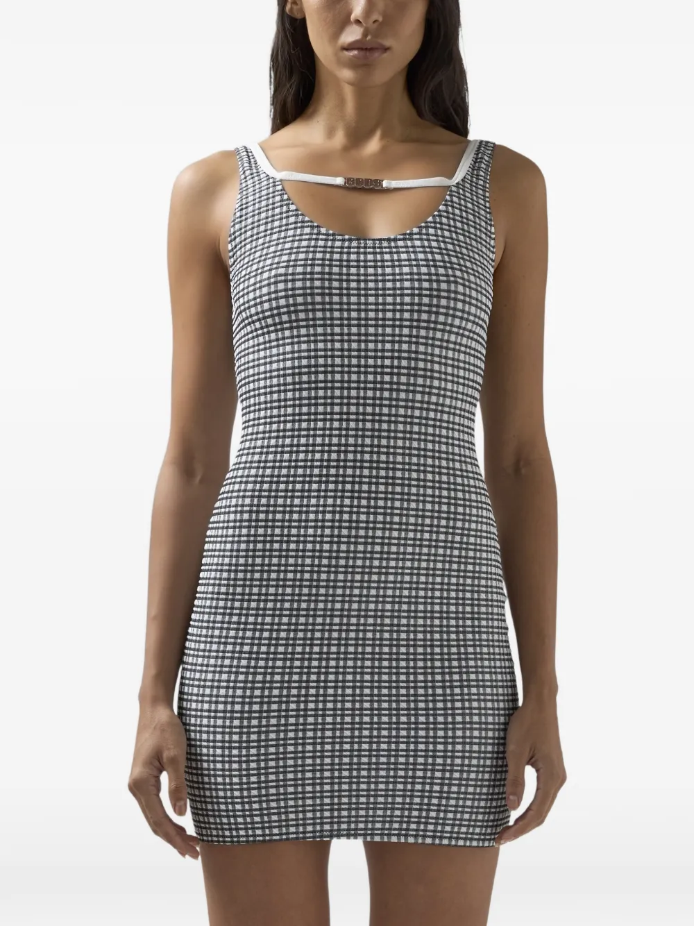  Gcds Gingham-pattern Mini Dress - Grey 