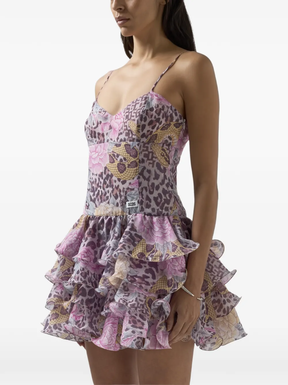 Animal-Print Ruffled Mini Dress