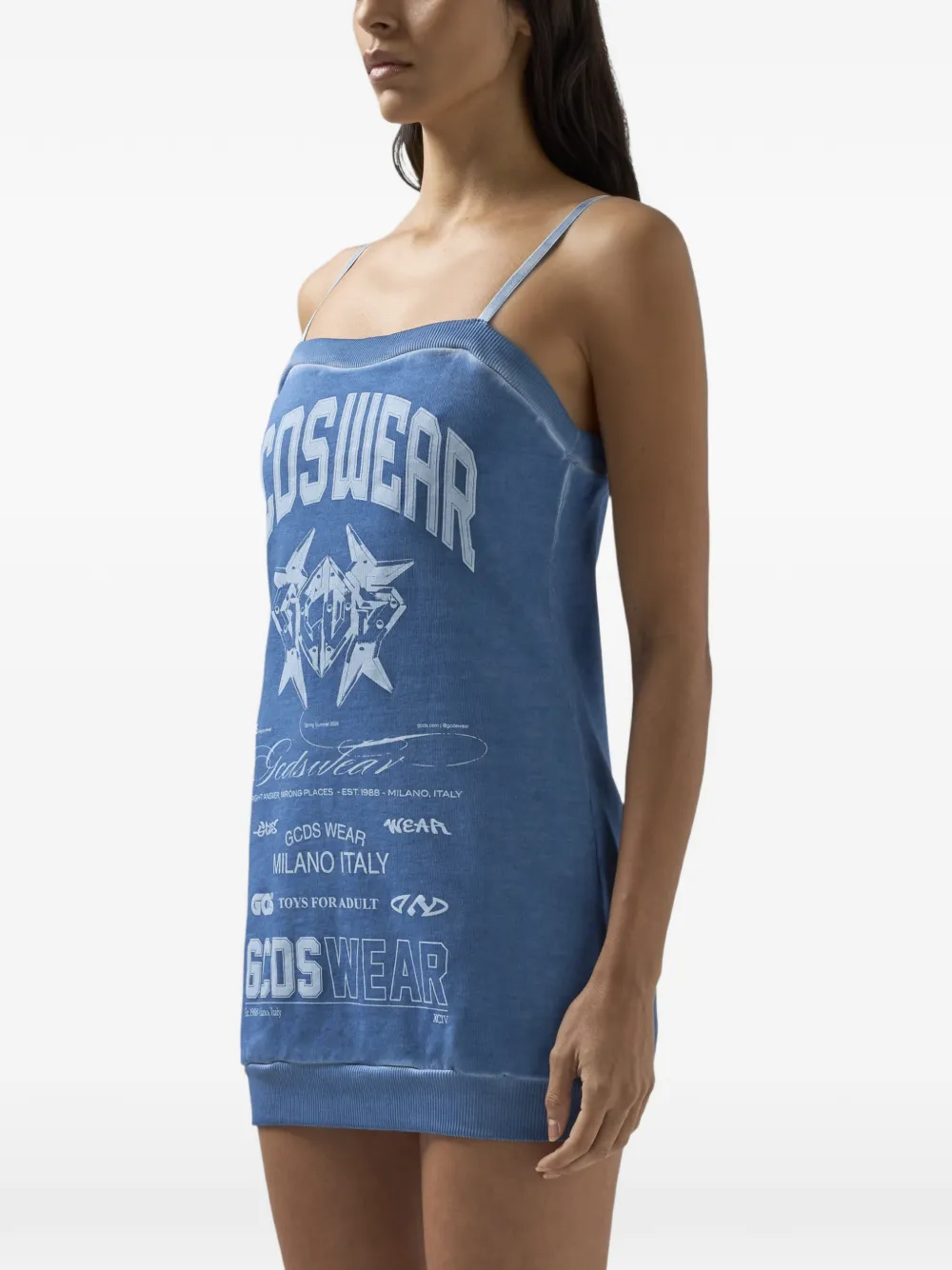  Gcds Printed Mini Dress - Blue 