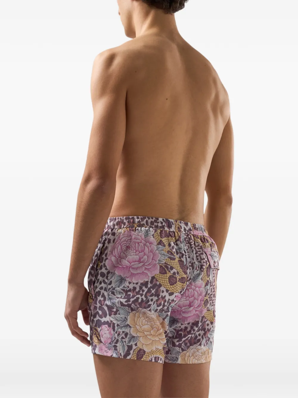 GCDS Zwembroek met bloemenprint Beige