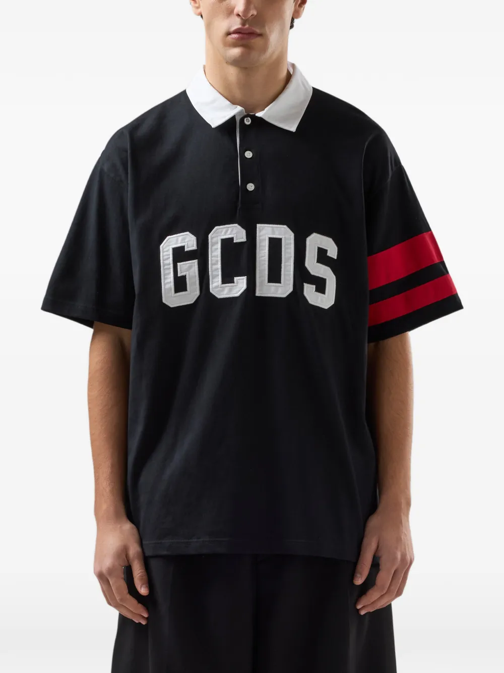GCDS Poloshirt met logostreep Zwart