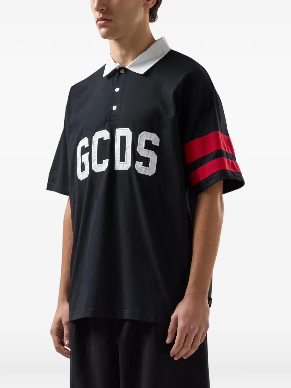 GCDS Poloshirt met logostreep Zwart