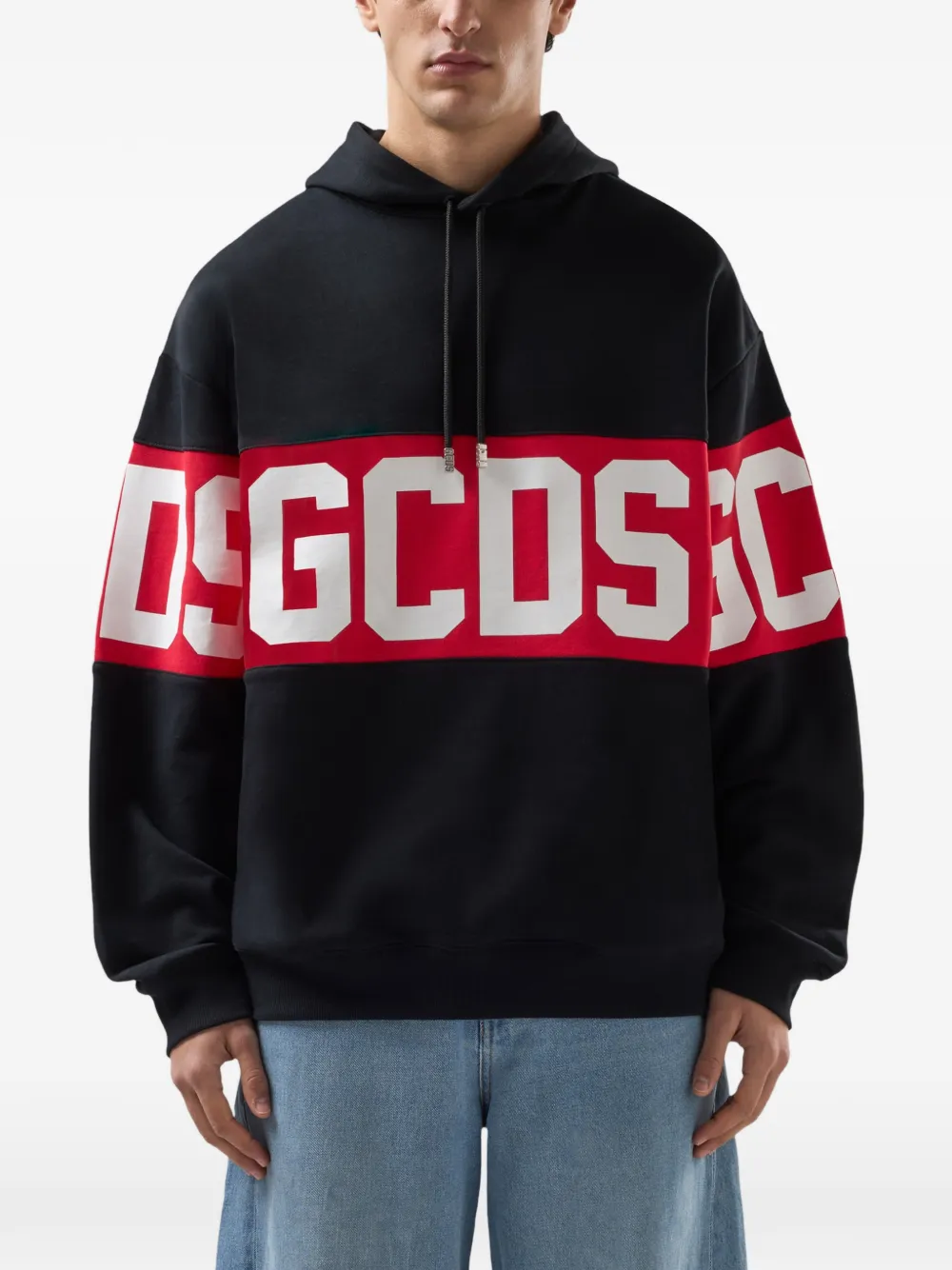 GCDS Hoodie met logoband Zwart