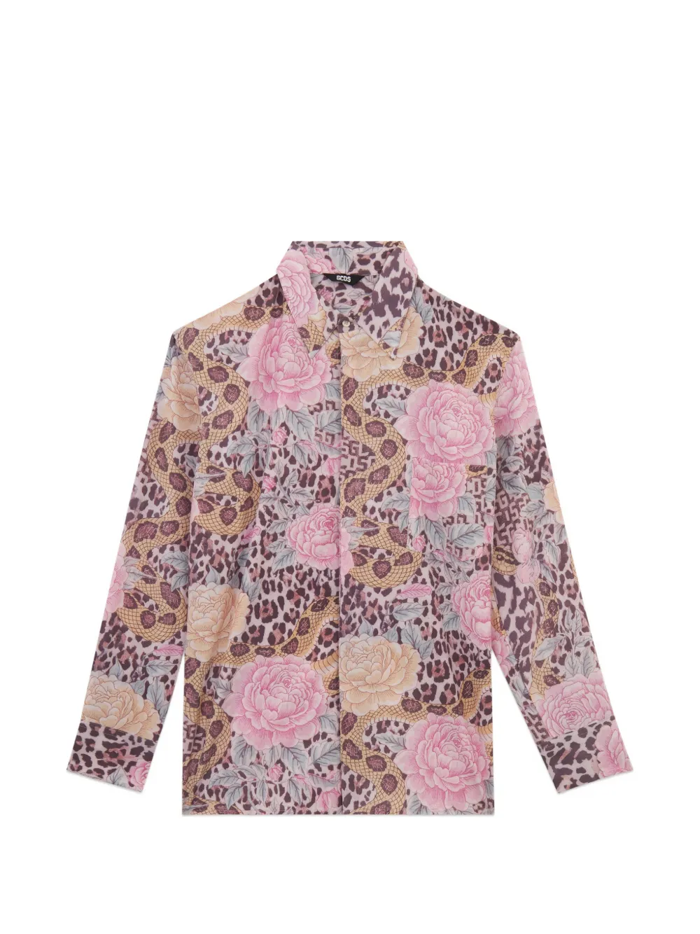 GCDS Blumenhemd mit Animal-Print - Rosa