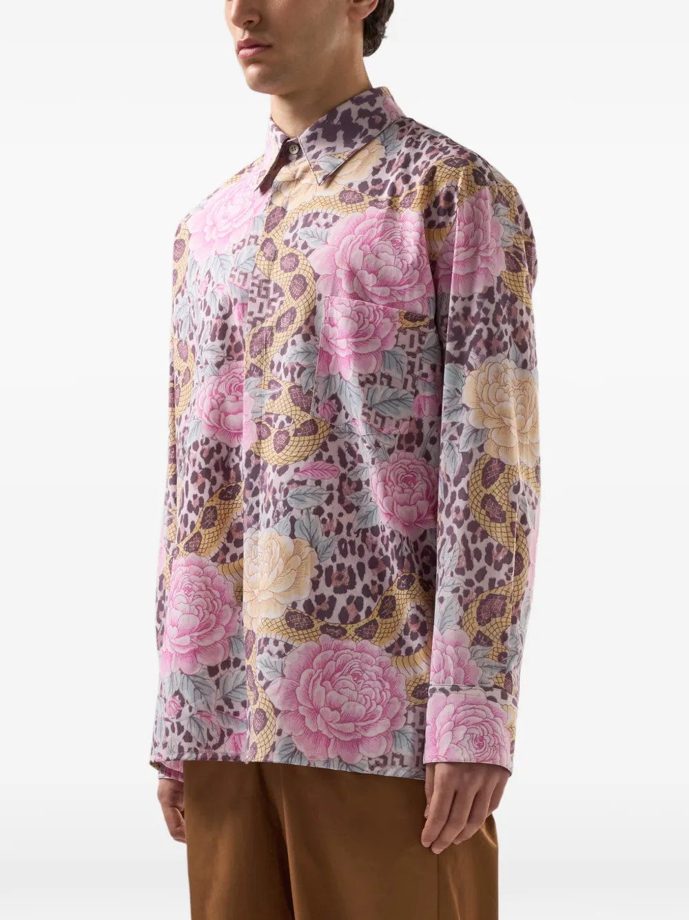 GCDS Overhemd met dierenprint en bloemenprint Roze