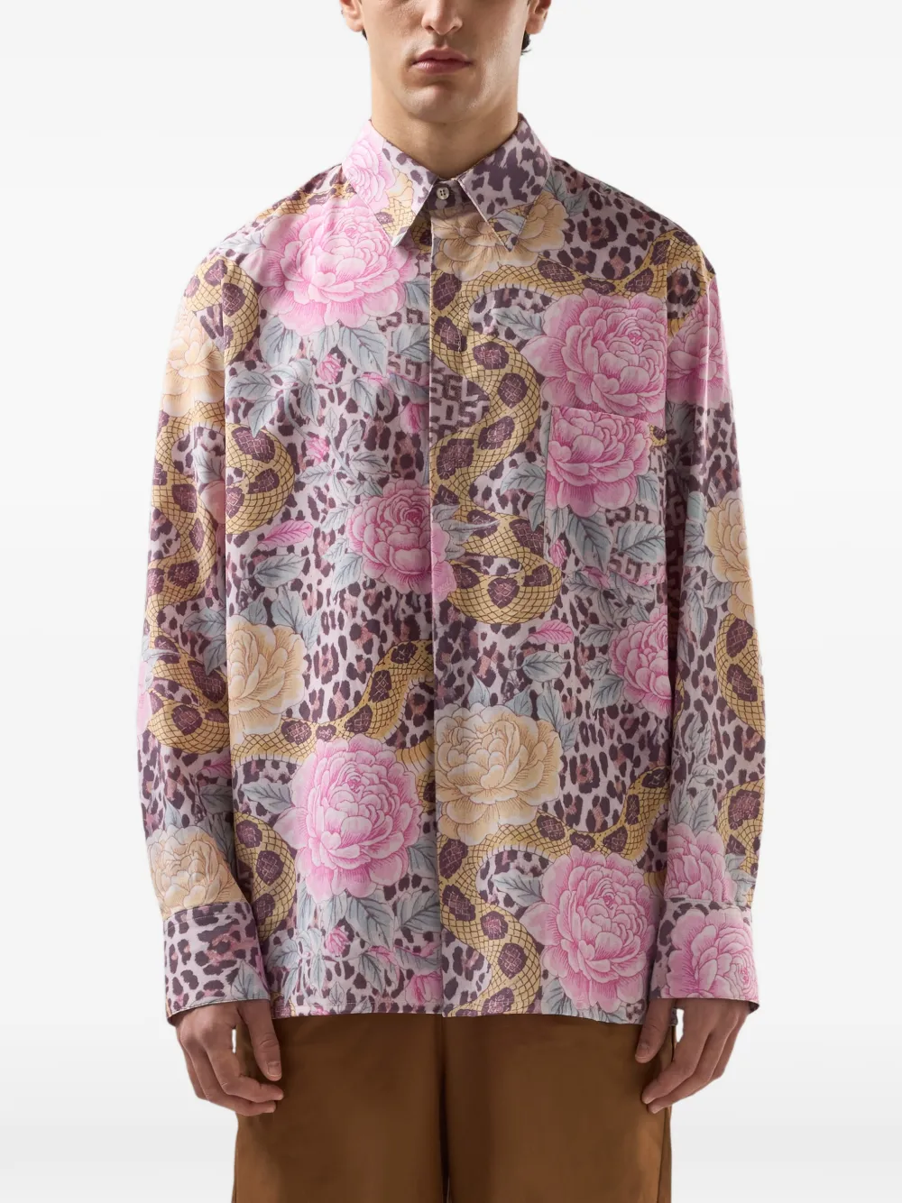 GCDS Overhemd met dierenprint en bloemenprint Roze