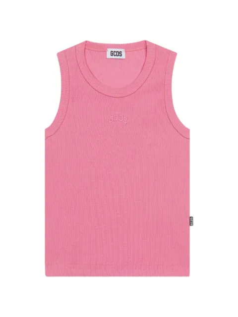 Gcds Kids logo-embroidered ribbed lounge tank top