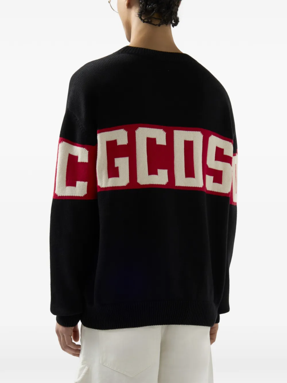 GCDS Wollen trui met logoband Zwart