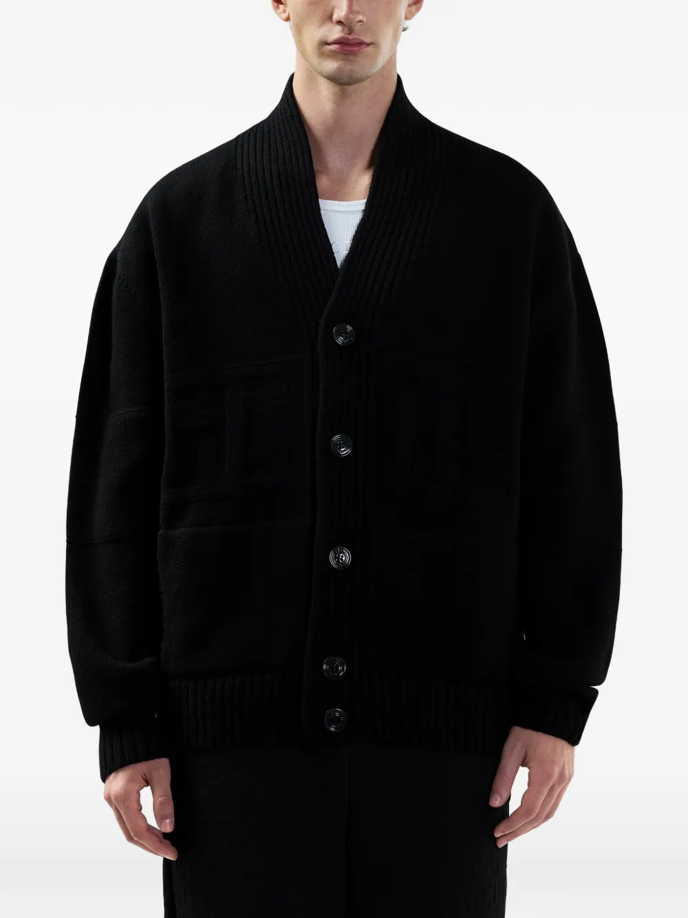  Gcds Shawl-collar Buttoned Cardigan - Black 