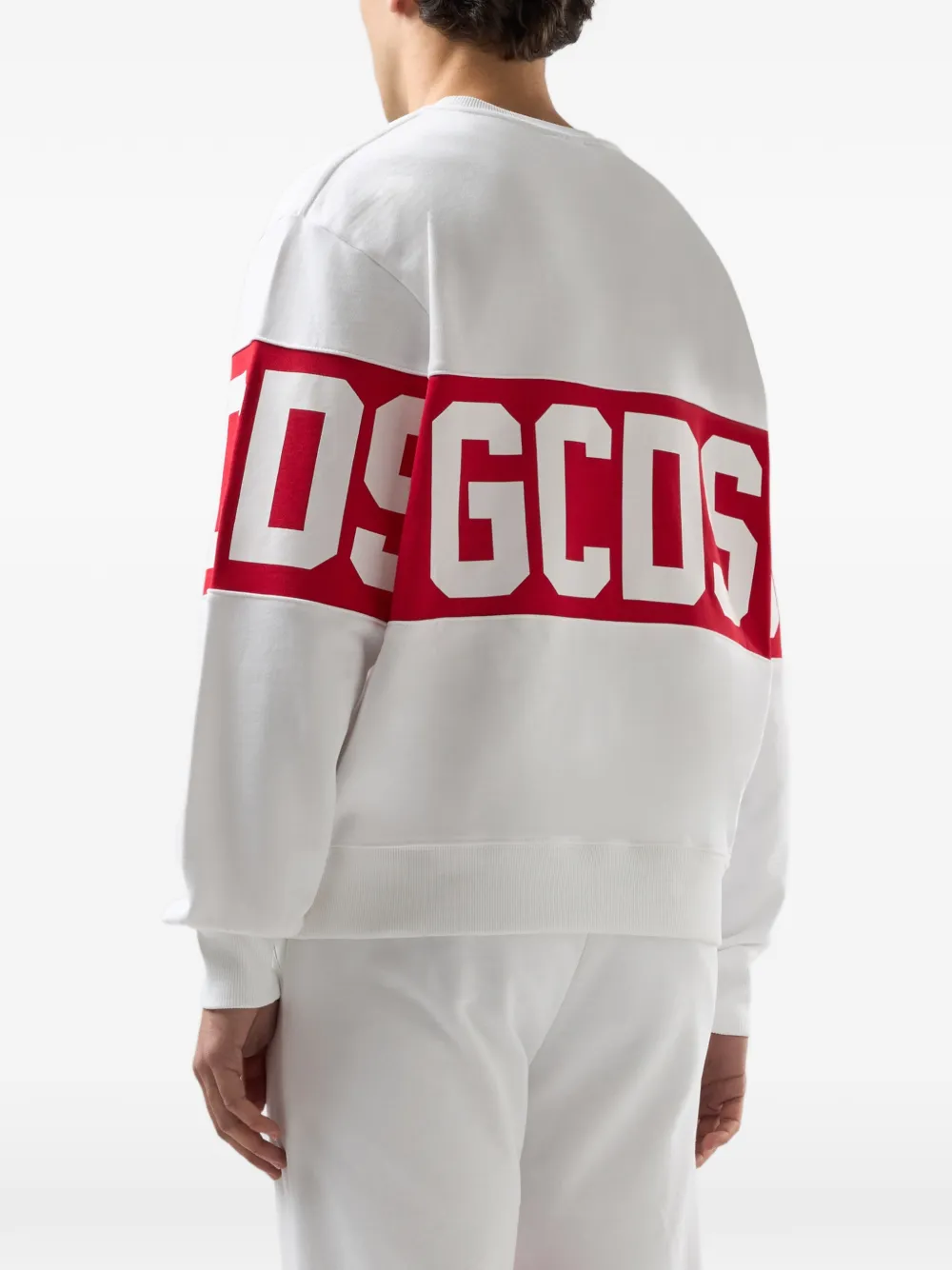 GCDS Sweater met logoband Wit