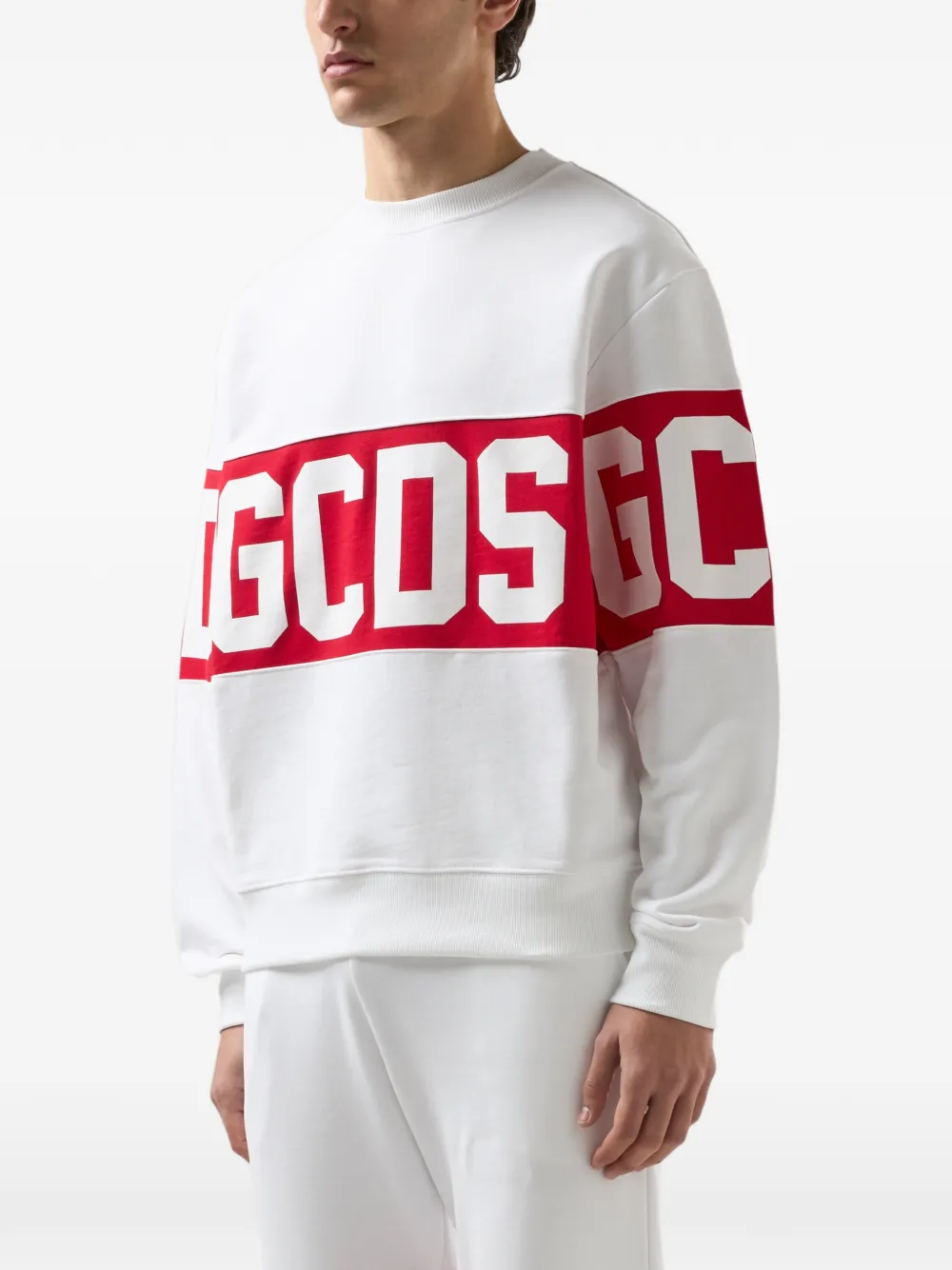 GCDS Sweater met logoband Wit