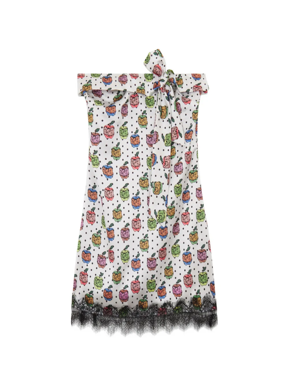 Gcds Apple-print Lace-detail Mini Dress In White