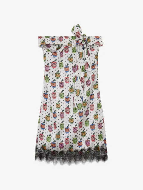 GCDS apple-print lace-detail mini dress