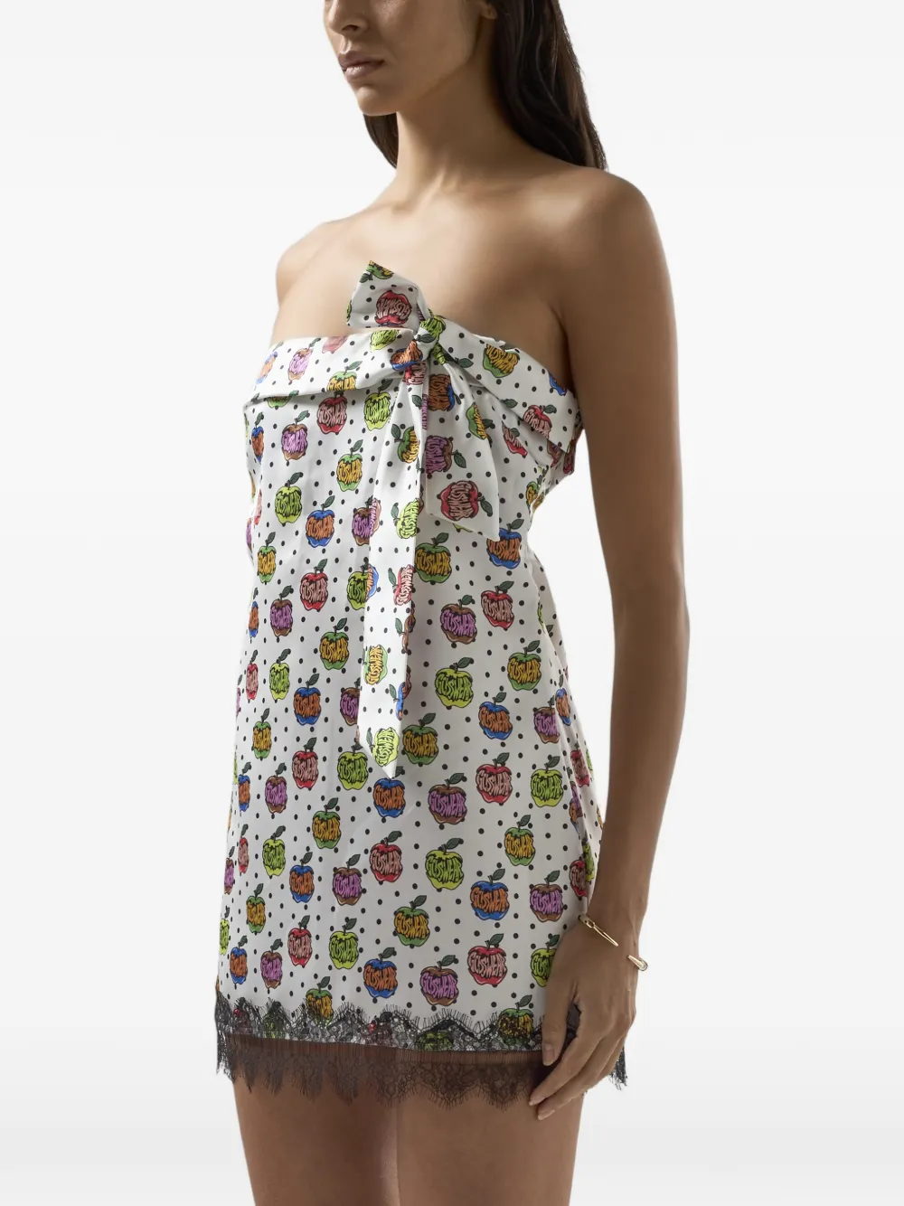 GCDS Mini-jurk met kanten detail en appelprint Wit