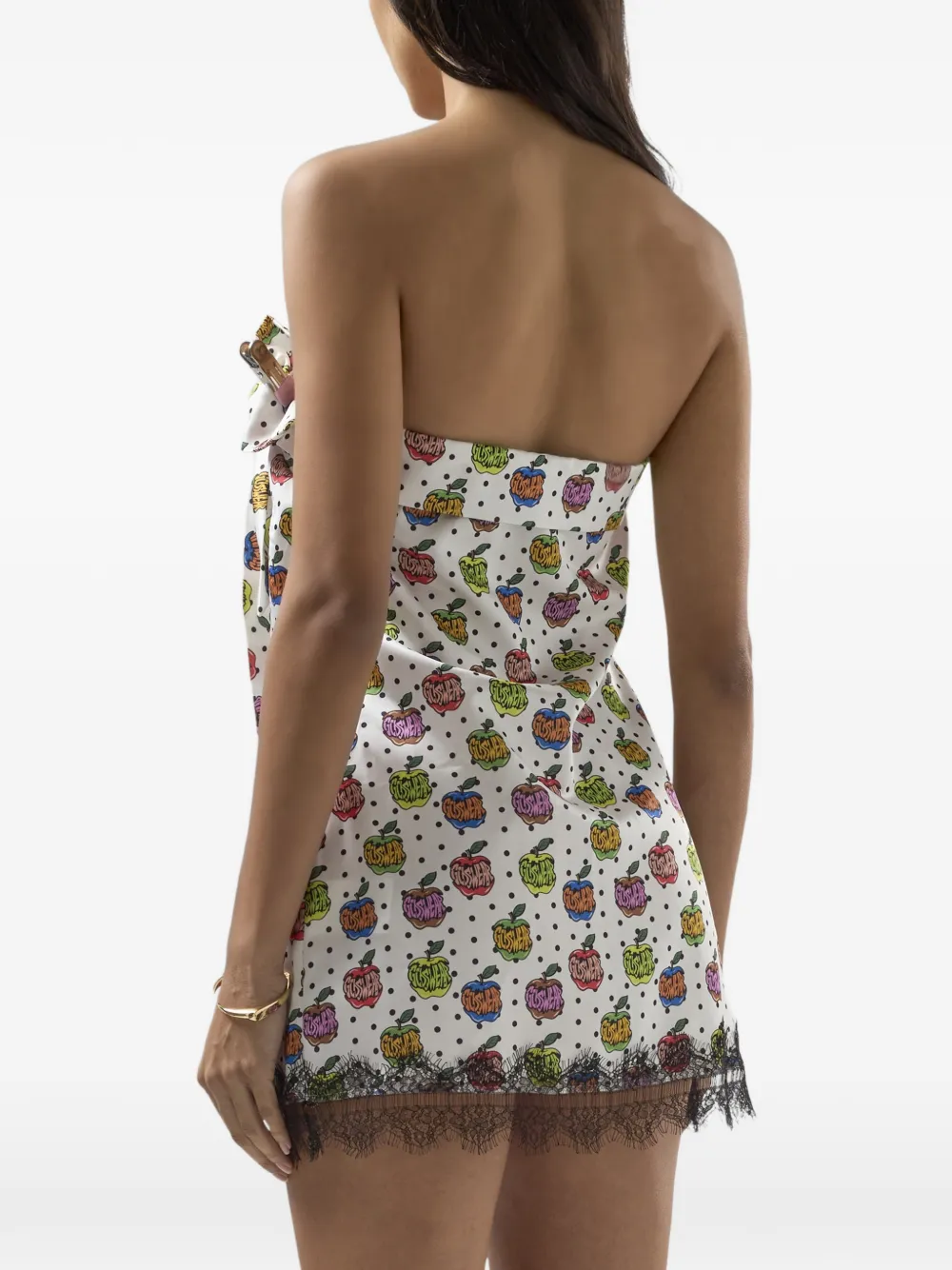 GCDS Mini-jurk met kanten detail en appelprint Wit