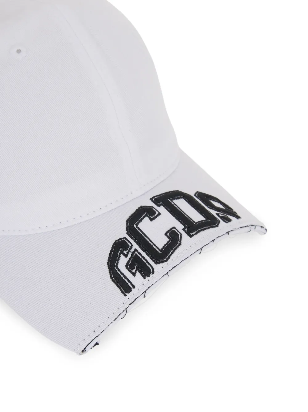 GCDS Katoenen honkbalpet met logopatch en uitgesneden rand Wit