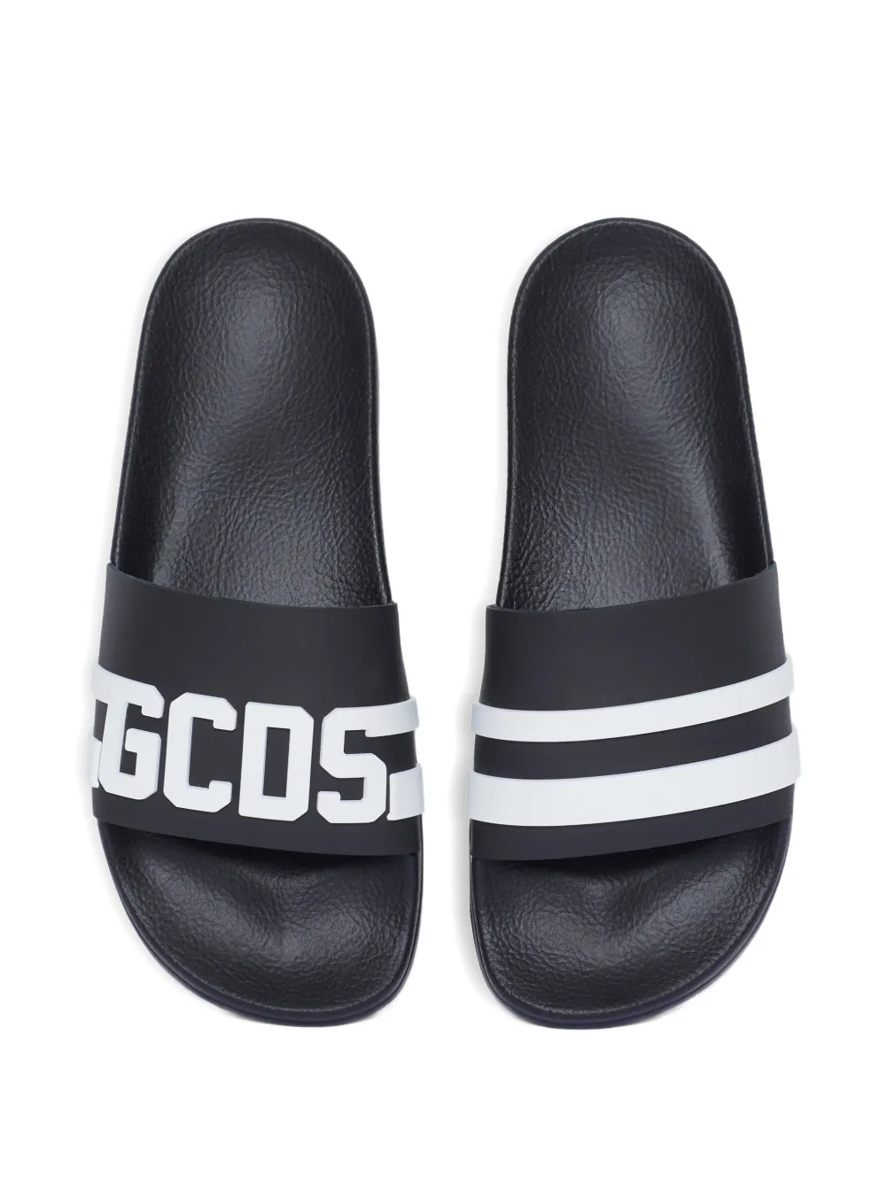 GCDS Badslippers met logo ketting Zwart