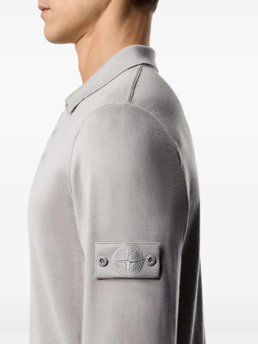 Stone Island Ghost poloshirt met knopen en lange mouwen Grijs