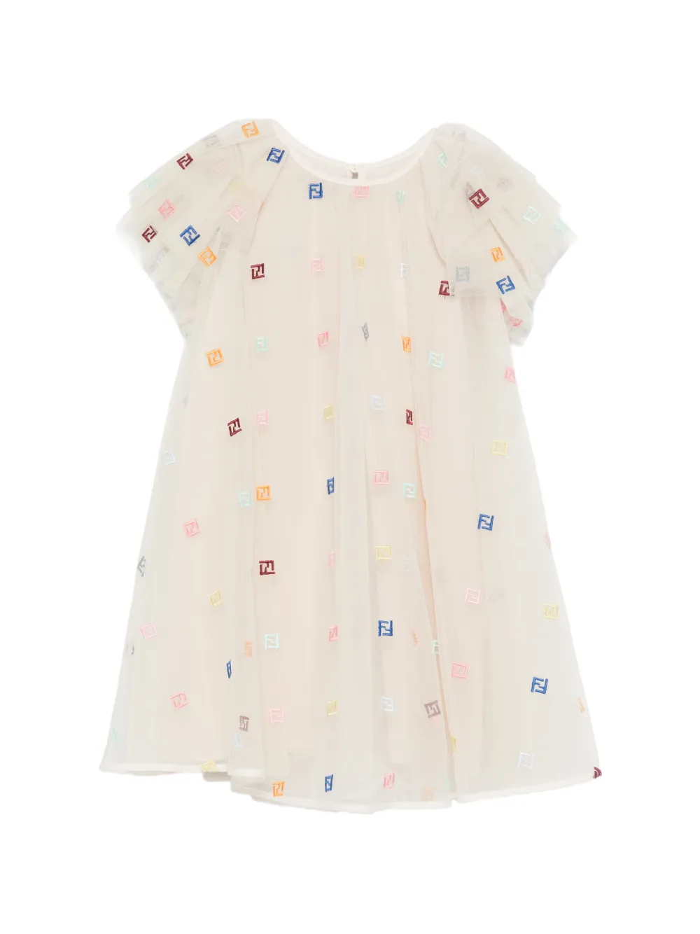 Fendi Kids ruffled logo dress - Toni neutri