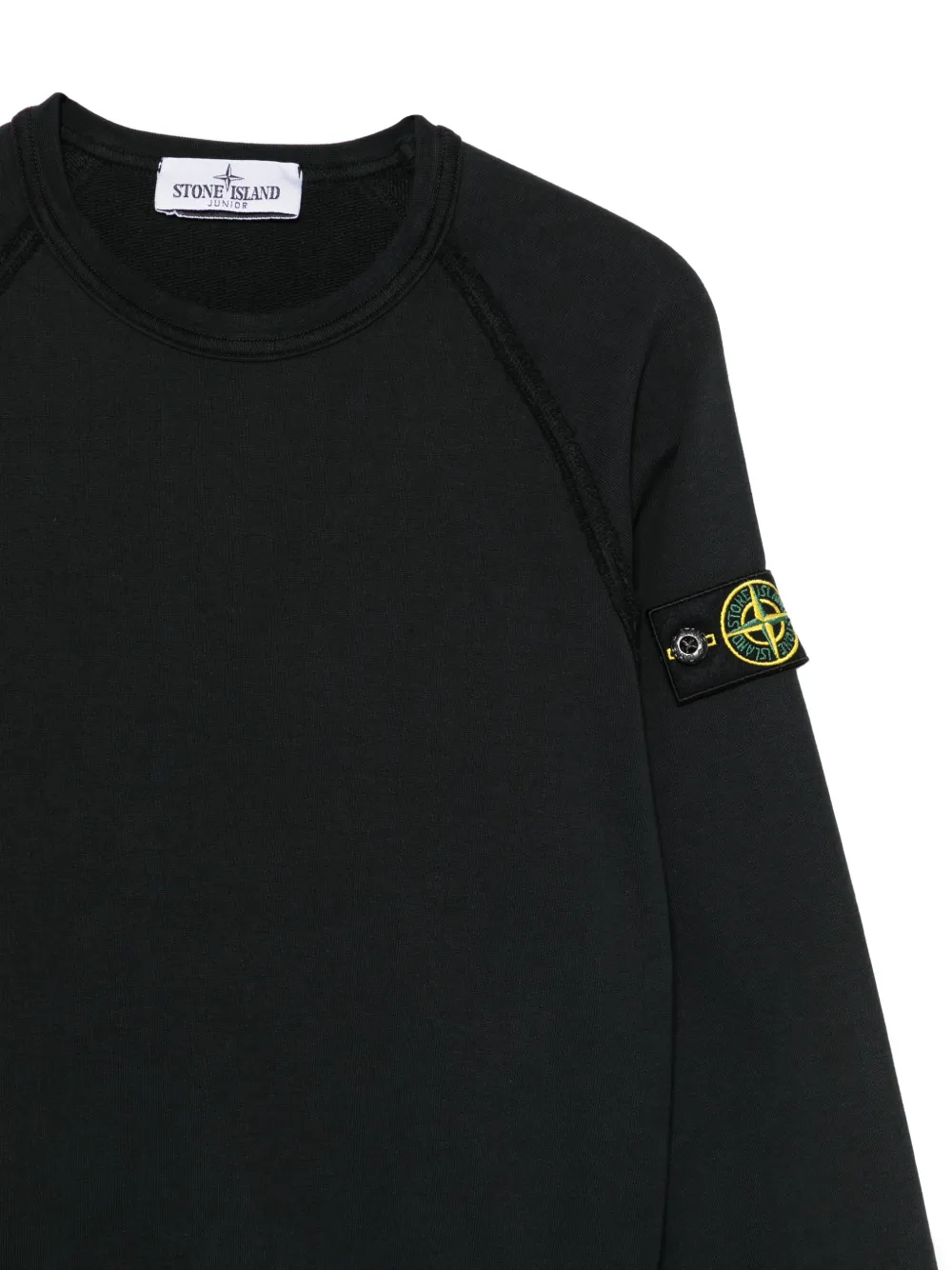  Stone Island Junior Round-neck Logo-patch Sweatshirt - Black 