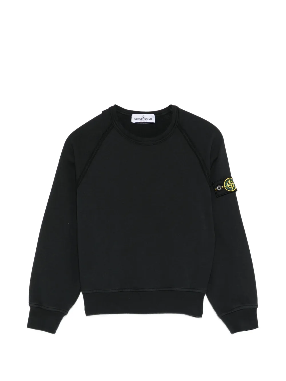 Stone Island Junior round-neck logo-patch sweatshirt - Nero