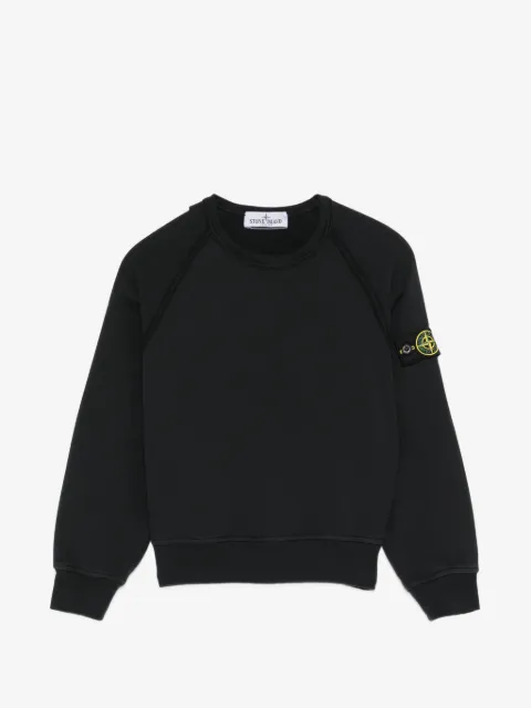 Stone Island Junior sweatshirt med rundad hals och logotypmärke