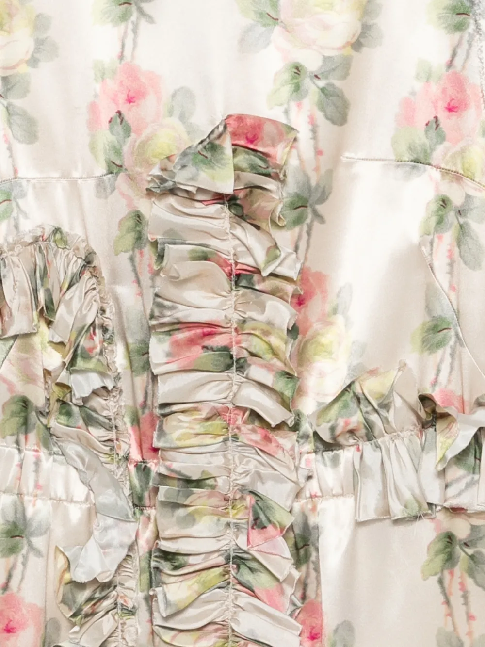  Meryll Rogge Ruffled Floral-print Midi Dress - Neutrals 