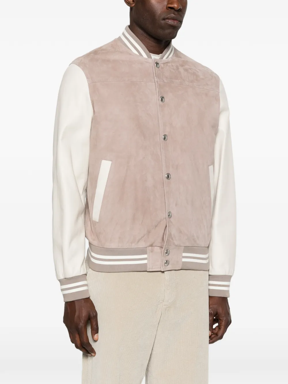  Eleventy Striped Bomber Jacket - Neutrals 